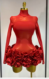 Kylie Red Mesh Floral Bandage Dress