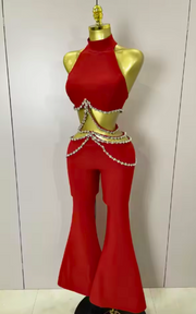 Lauren Rhinestone Cut Out Two Piece Bandage Set