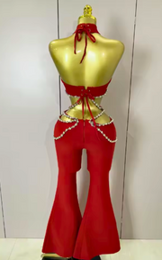 Lauren Rhinestone Cut Out Two Piece Bandage Set