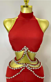 Lauren Rhinestone Cut Out Two Piece Bandage Set