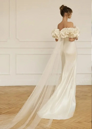 Off Shoulder Flowers Mermaid Wedding Dress 2025
