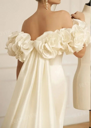 Off Shoulder Flowers Mermaid Wedding Dress 2025