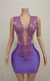 Shimmering rhinestone sexy birthday dress with a fitted silhouette for parties and celebrations.