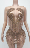 Sexy glitter tassel birthday party dress for women with sparkling detail and movement.