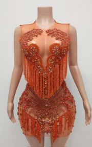 Sexy glitter tassel birthday party dress for women with sparkling detail and movement.