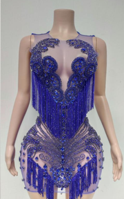 Sexy glitter tassel birthday party dress for women with sparkling detail and movement.