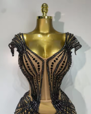 Luxury backless rhinestone mini cocktail dress for women, sexy sparkling party outfit.