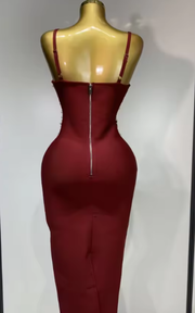 Angelica black and red V-neck bodycon bandage dress for sexy evening, birthday, and club events
