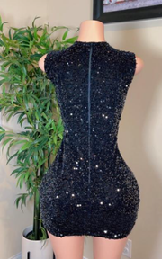 Lara sexy short black beaded birthday party mini dress for women night out wear