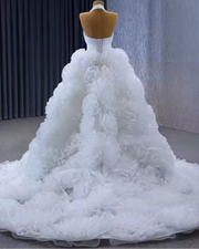 Wedding bride halter criss cross sleeveless ruffle lace up back bridal dress