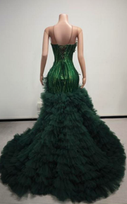 Jacqueline green sparkly beads sequin diamond prom dress for women formal night