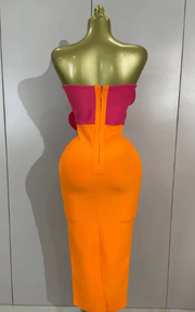 Carmella Elegant Floral Strapless Backless Bodycon Bandage Long Dress