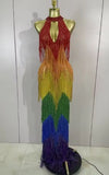 Candie Sparkly Rainbow Diamond Mesh Bodycon Long Dress