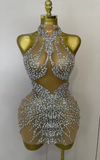 Aurelia – Sparkly Rhinestone Mesh See-Through Dress