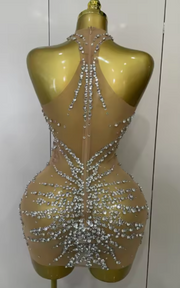 Aurelia – Sparkly Rhinestone Mesh See-Through Dress