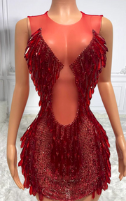 Sheer mesh crystal party dress – sexy sparkly water drop rhinestone bodycon dress for women night club and party wear