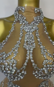 Aurelia – Sparkly Rhinestone Mesh See-Through Dress