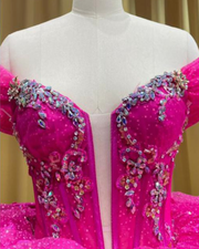 Pink Embroidered Quinceañera Gown