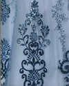 Blue and Gold Beaded Lace Quinceañera Dress