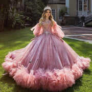 Stunning Princess Quinceañera Dress with Detachable Sleeves