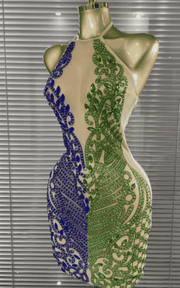 Nina Sparkly Crystal Halter Backless Bodycon Mini Dress