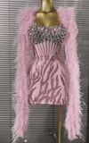 Liza Strapless Crystal Sequin Bodycon Mini Dress With Shawl