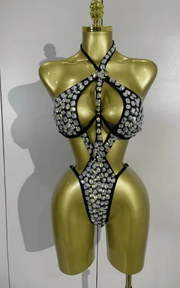 Kaye Crystal Handmade Sparkly Diamond Bodysuit Swimsuit