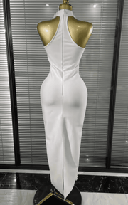 Vlady White Floral Off Shoulder Bodycon Bandage Long Dress