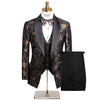 Luxury men’s woven pattern 3-piece formal suit with blazer, vest, and trousers for weddings or events