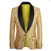 Luxury golden jacquard smoking jacket for men with textured fabric and elegant gold finish