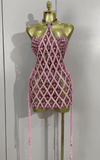 Razzle Sparkly Pink Rhinestone Mesh Two Piece Set