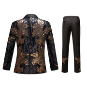 Men’s gold gradient glitter blazer and trousers 2-piece suit with ombre shimmer for party or stage wear