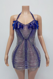 Gingee sparkly rhinestones mesh see through short birthday dress for women party night out