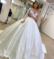 Elegant One Shoulder Satin Wedding Dress