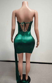 Crystal Draped Corset Dress With Elegant Side Sweep Luxury Crystal Birthday Dress