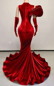 Avant garde petal sleeve prom dress with silver beadwork 