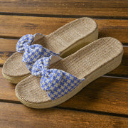 Women Thick Platform Flax Slippers Summer Beach Linen Slide Sole Sandals Leisure Ladies Home Indoor Bathroom Non-slip Shoes