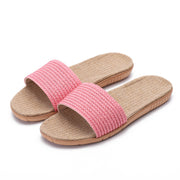 New Women Flax Slippers Sandals Summer Home Slipper Woman Man Open Toe Linen Belt Slides Unisex Sandals Flip Flops Indoor Shoes