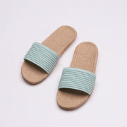 New Women Flax Slippers Sandals Summer Home Slipper Woman Man Open Toe Linen Belt Slides Unisex Sandals Flip Flops Indoor Shoes