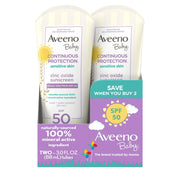 Aveeno Baby Zinc Oxide Mineral Sunscreen Lotion, SPF 50, 2 x 3 fl oz