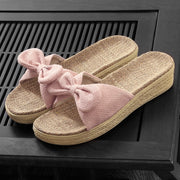 Women Thick Platform Flax Slippers Summer Beach Linen Slide Sole Sandals Leisure Ladies Home Indoor Bathroom Non-slip Shoes