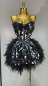 Lauryn Sparkly Black Sequins Two Pieces Set Birthday Dress