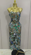 Jazzi Strapless Floral Sequin Long Dress