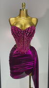 Tyra Purple Rhinestone two-piece dress