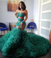 Green Beaded Mermaid Prom Dress