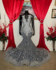 Sparkly Prom Dress 2023 Crystal Sequin Party Gowns Ruffles