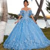 Sparkly Blue Off The Shoulder Quinceanera Dress