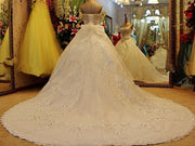 Luxury Ball Gown Fluffy Sweetheart Crystal Beading Diamond Wedding Dresses Real Photo Vestidos De Novia 2023 Custom Made WS68M