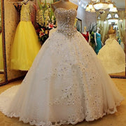 Luxury Ball Gown Fluffy Sweetheart Crystal Beading Diamond Wedding Dresses Real Photo Vestidos De Novia 2023 Custom Made WS68M