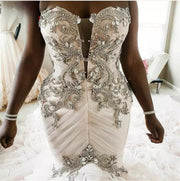 Wedding Dress 2023 Mermaid Big Train Sweetheart Crystal Beaded Sequins Luxury Sexy Bride Dress Custom Made KW41